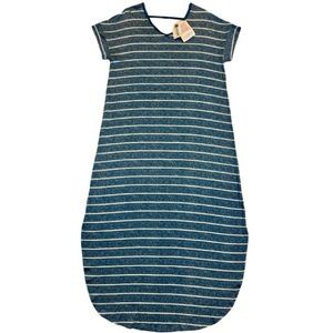 LULAROE MACY’S V-NECK BLUE/WHITE STRIPED MAXI DRESS SIZE M